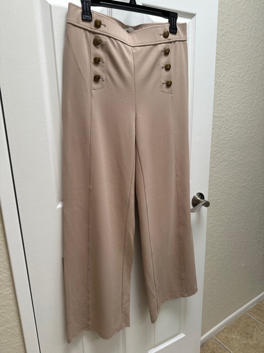 LOFT Taupe Wide-Leg Sailor-Style Pants